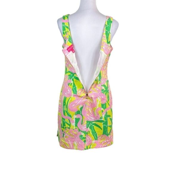 Lilly Pulitzer Women’s Textured Tropical Flamingo Print Sheath Dress, Size 8 - Picture 5 of 10